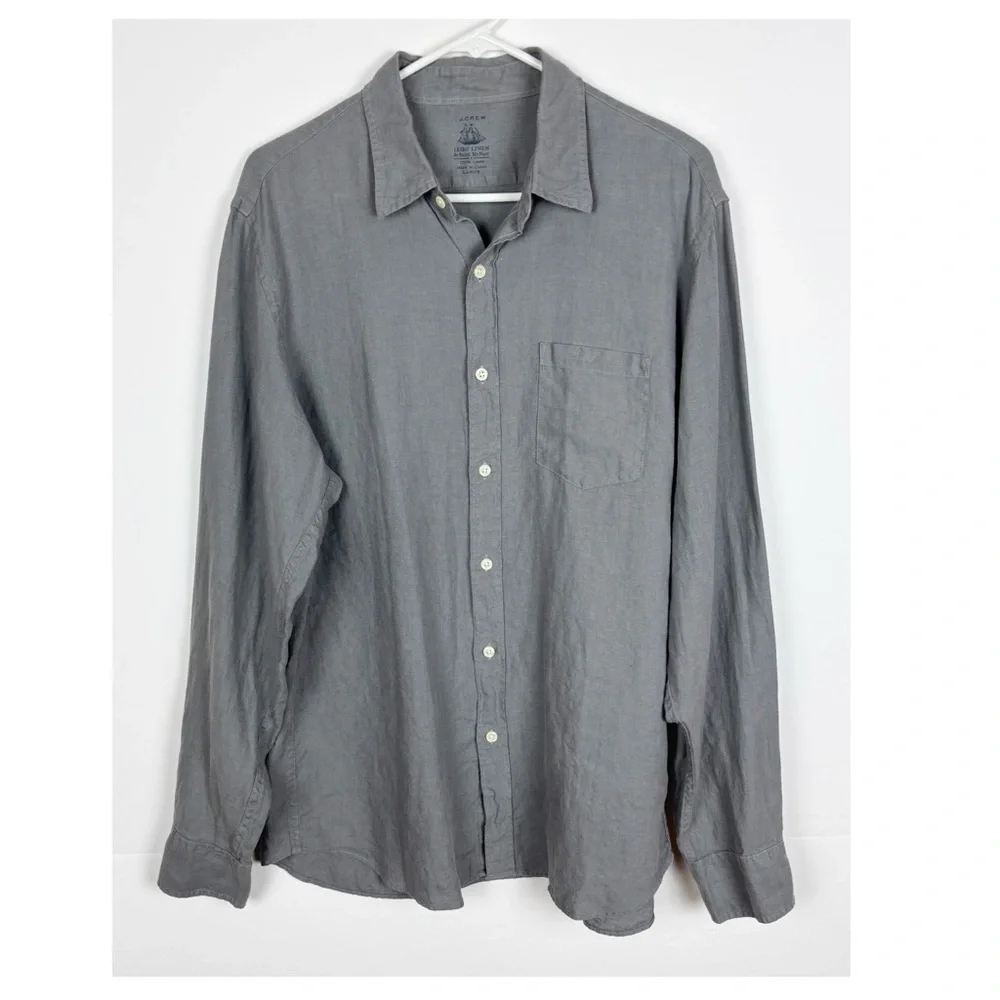 J Crew Baird McNutt Shirt Irish Linen Long Sleeve Button Up Gray Mens Large - Picture 4 of 4